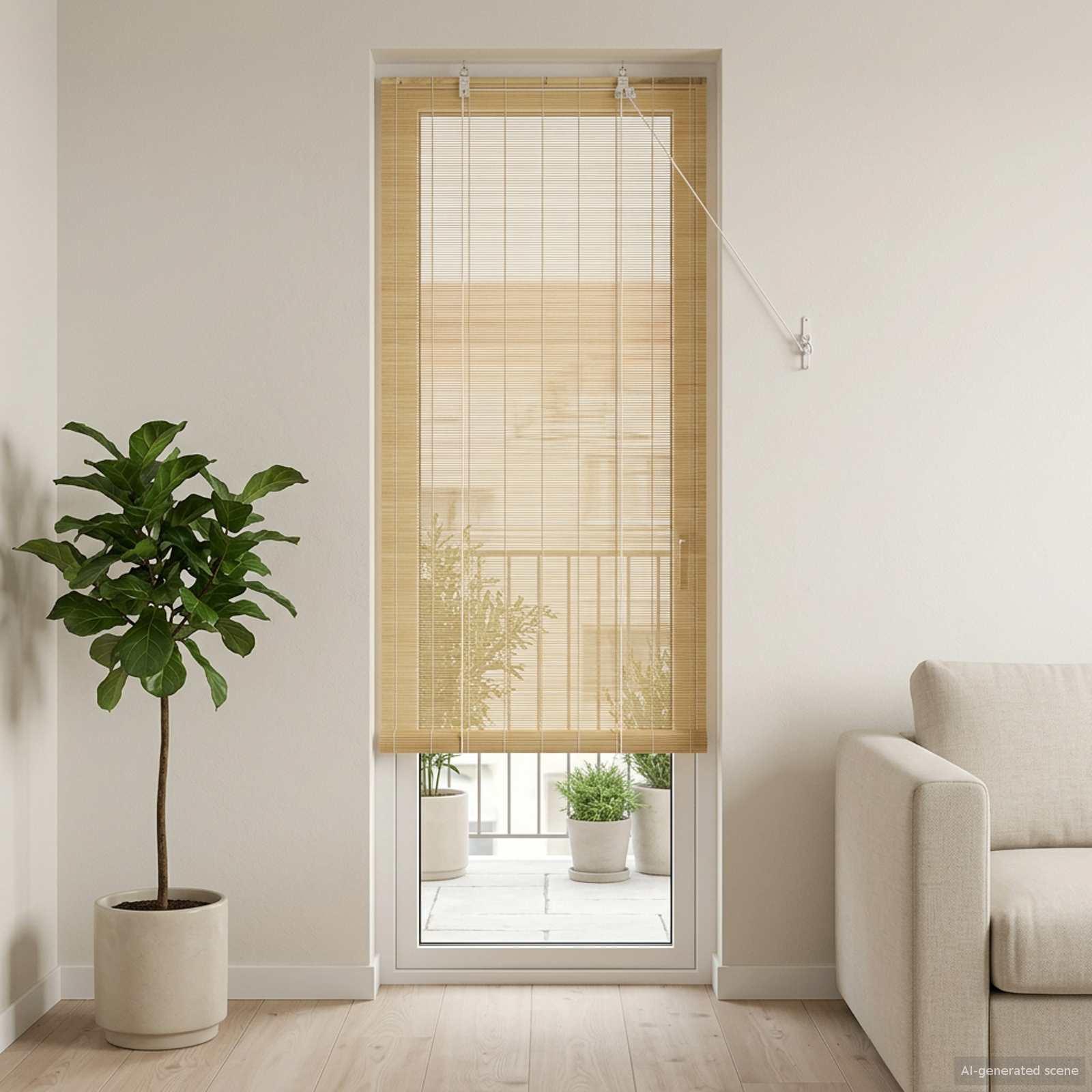 Rullegardin i naturfarvet bambus 60 x 220 cm