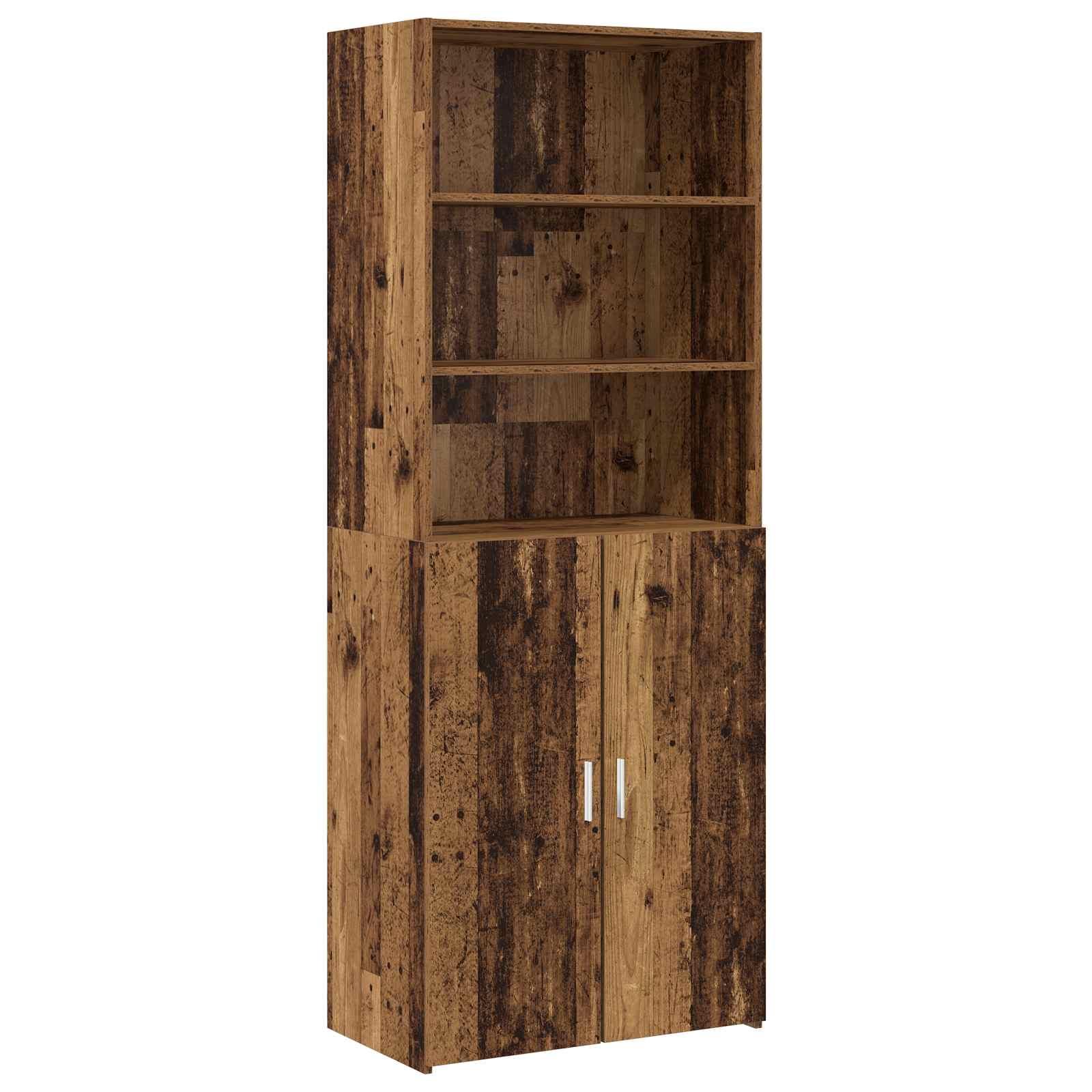Highboard i gammelt træ 70 x 42,5 x 185 cm - opbevaringsskab i konstrueret træ
