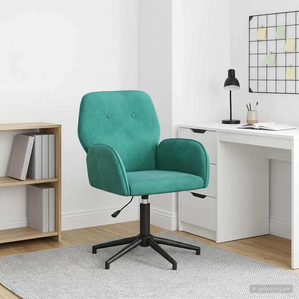 Svingbar skrivebordsstol i fløjl 54 x 55 x 90 cm - turkis