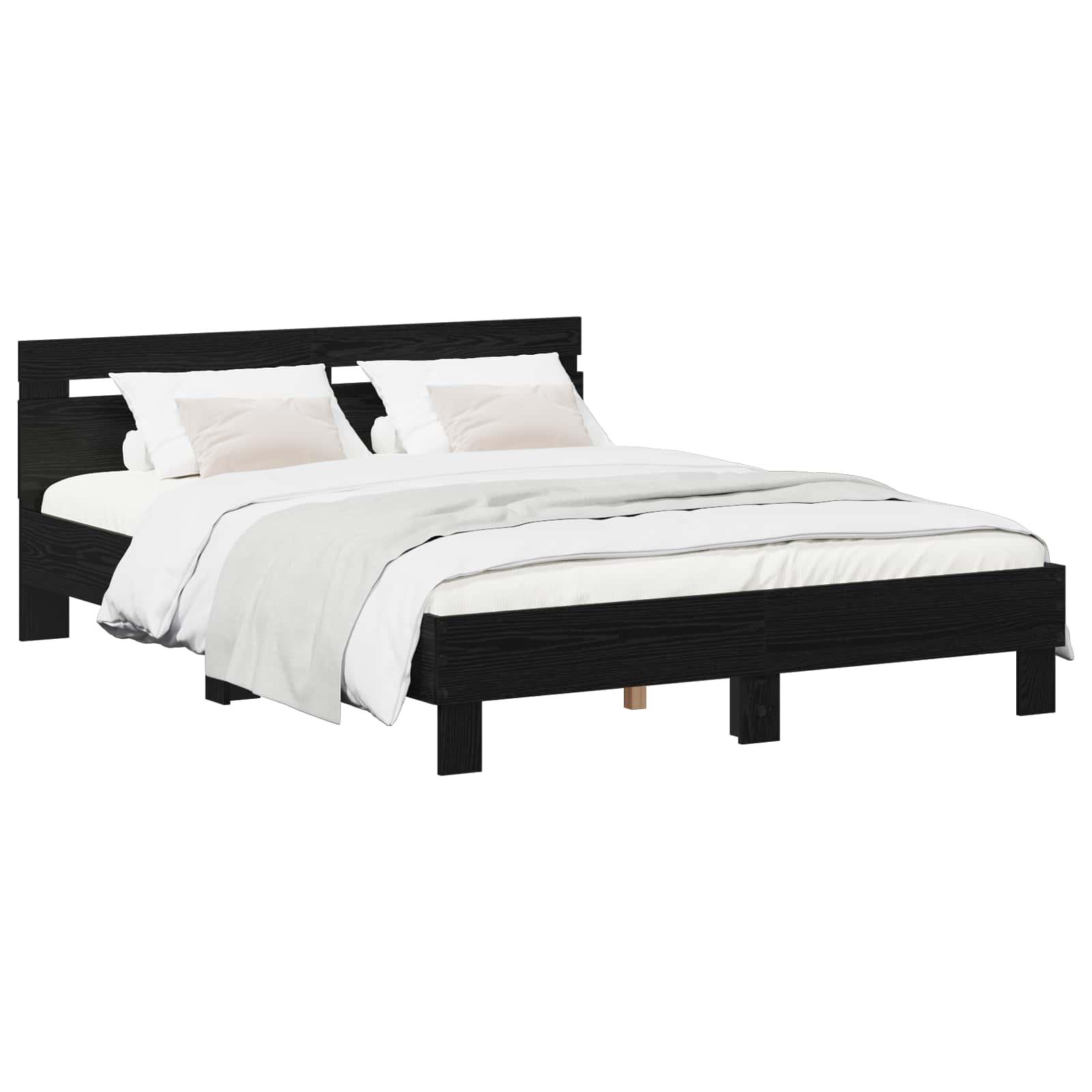 vidaXL Sengestel Sort eg 120 x 190 cm Konstrueret træ