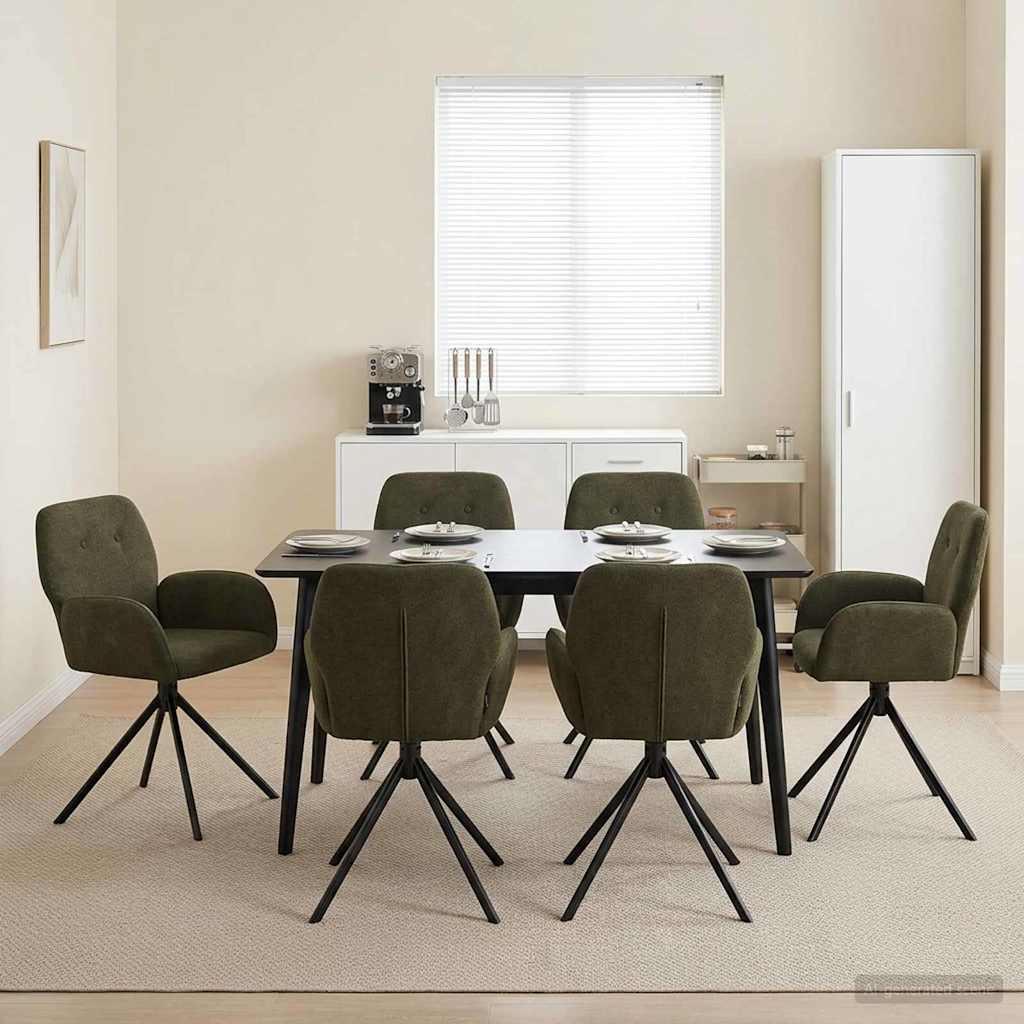 Svingende spisestole 6 stk i faux suede læder - armygrøn