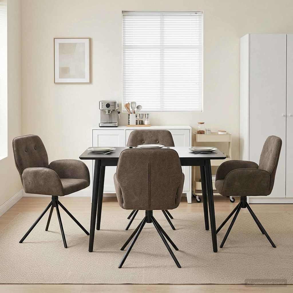 Svingende spisestole 4 stk i faux suede læder mørkegrå