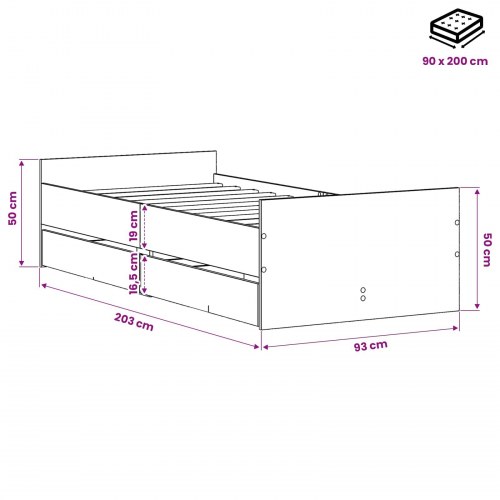 Sengestel i sort eg 90 x 200 cm