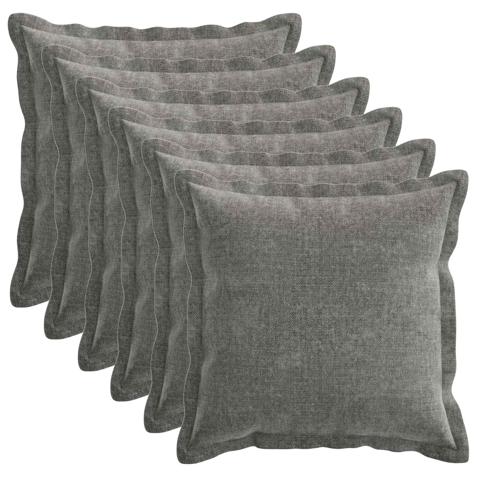 Pudebetræk 6 stk HOUTEN mørkegrå 40 x 40 cm i chenille