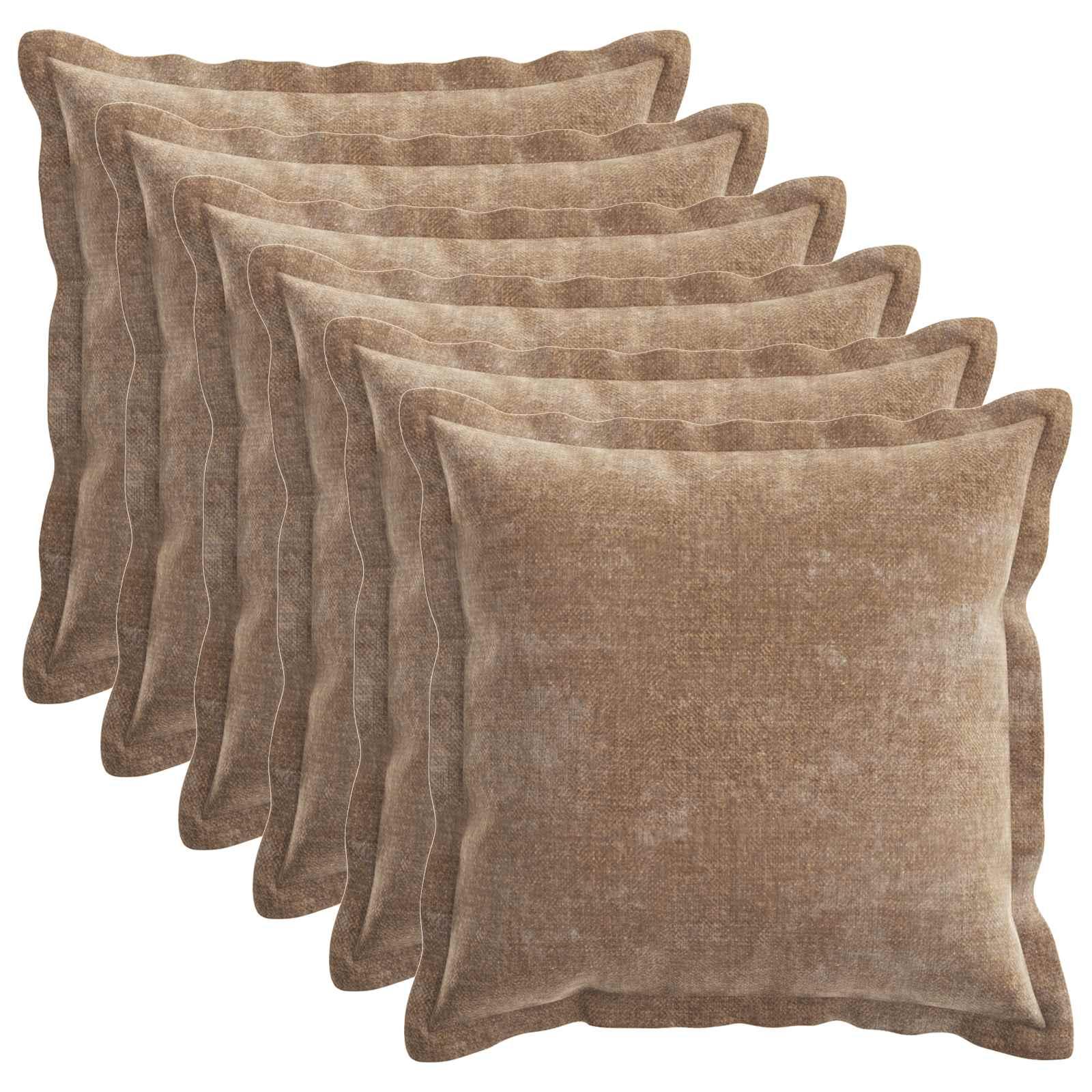 Pudebetræk HOUTEN 6 stk 30 x 30 cm i brun chenille