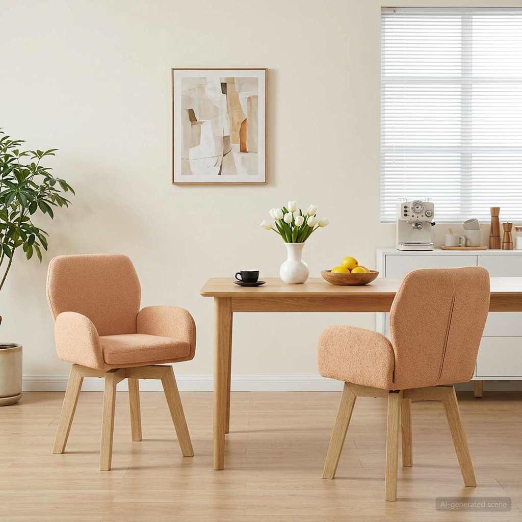 Svingende spisestole 2 stk bouclé beige 54 x 58 x 87 cm
