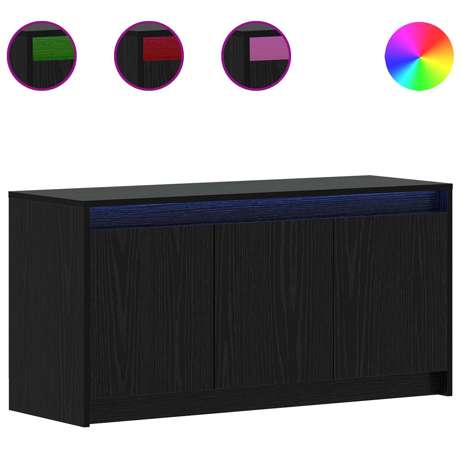 TV-skab med LED-belysning 100 x 34 x 50 cm i sort eg