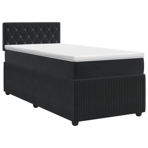 Boksmadrasseng med topmadras og justerbar hovedgavl 80 x 200 cm sort fløjl