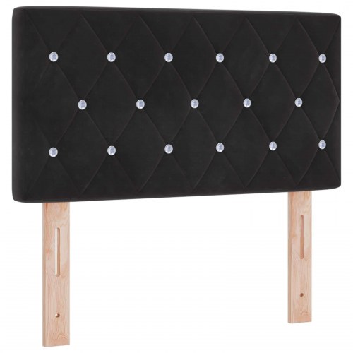 Boksmadrasseng med topmadras og justerbar hovedgavl 80 x 200 cm sort fløjl