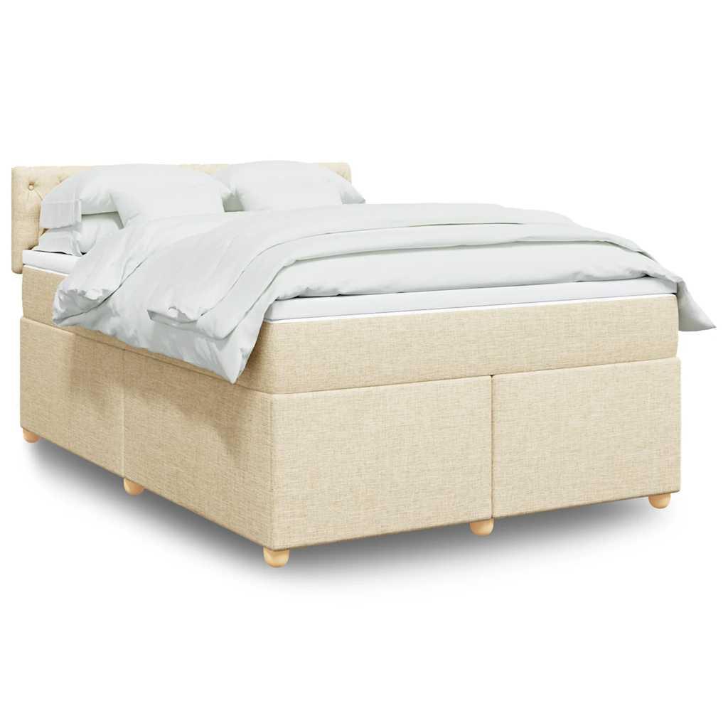 Kontinentalseng med madras og topmadras 140x190 cm cremefarvet