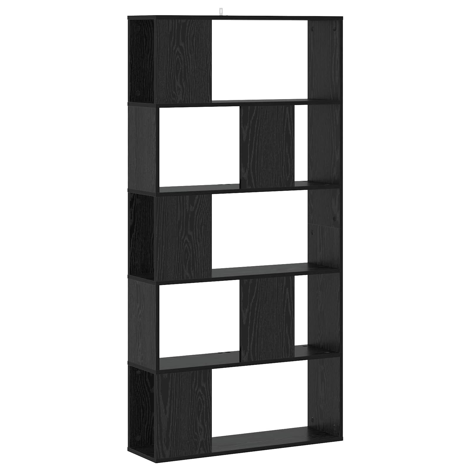 Bogreol i sort eg 80,5 x 23,5 x 162,5 cm med 5 hylder
