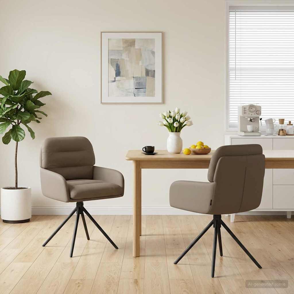 Svingende spisestole 2 stk i kunstlæder cappuccino 59 x 59,5 x 90 cm