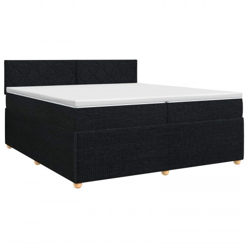 Boxspring seng med madras, topmadras og hovedgærde 200 x 200 cm sort stof