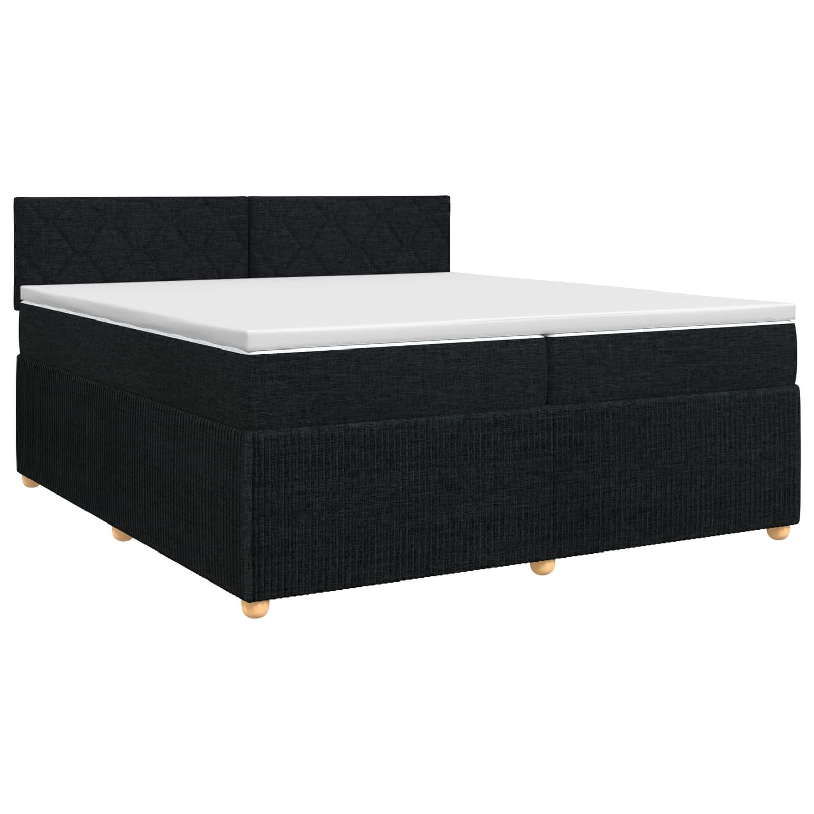 Boxspring seng med madras, topmadras og hovedgærde 200 x 200 cm sort stof