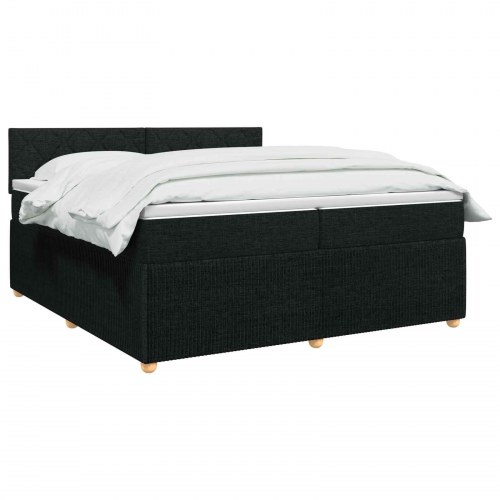 Boxspring seng med madras, topmadras og hovedgærde 200 x 200 cm sort stof