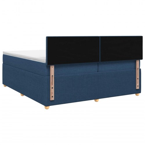 Kontinentalseng med topmadras og justerbar hovedgavl 200 x 200 cm - blå stof