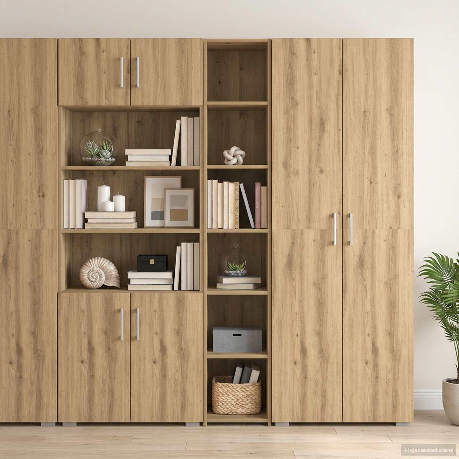 Highboard i artisan-eg 30 x 41 x 185 cm - højskab i konstrueret træ