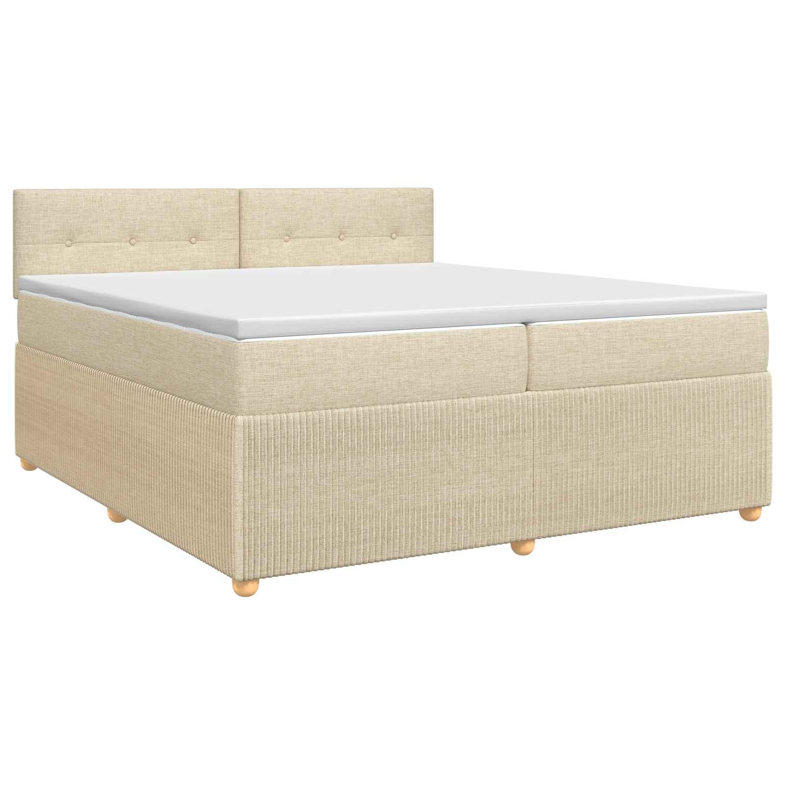 Madras med topmadras 200 x 200 cm cremefarvet stofseng