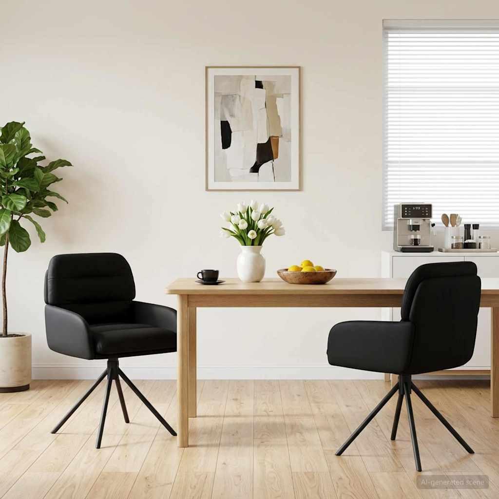 Svingende spisebordsstole 2 stk i kunstlæder sort 59 x 59,5 x 90 cm