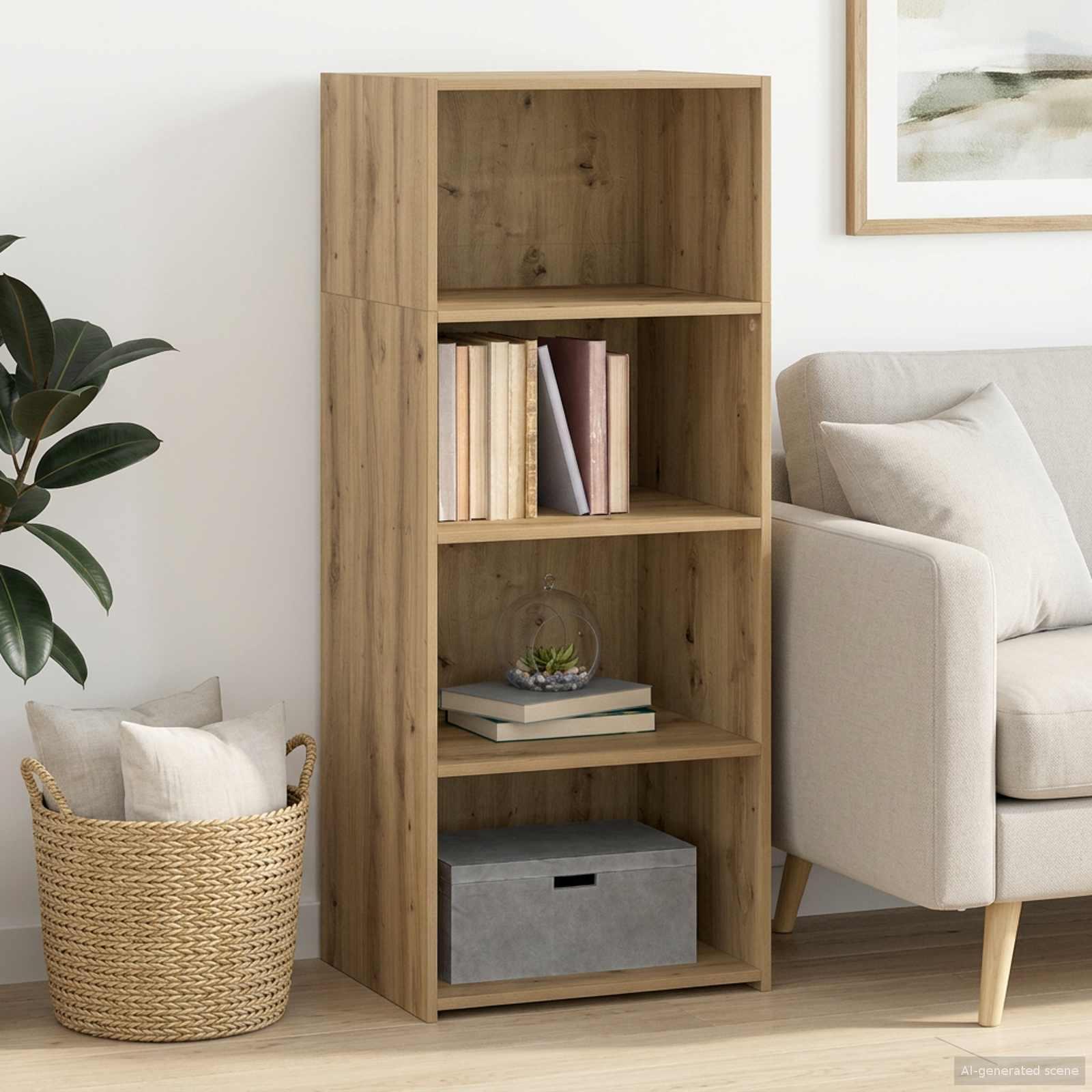Highboard i artisan-eg 50 x 41 x 124 cm - højskab i konstrueret træ