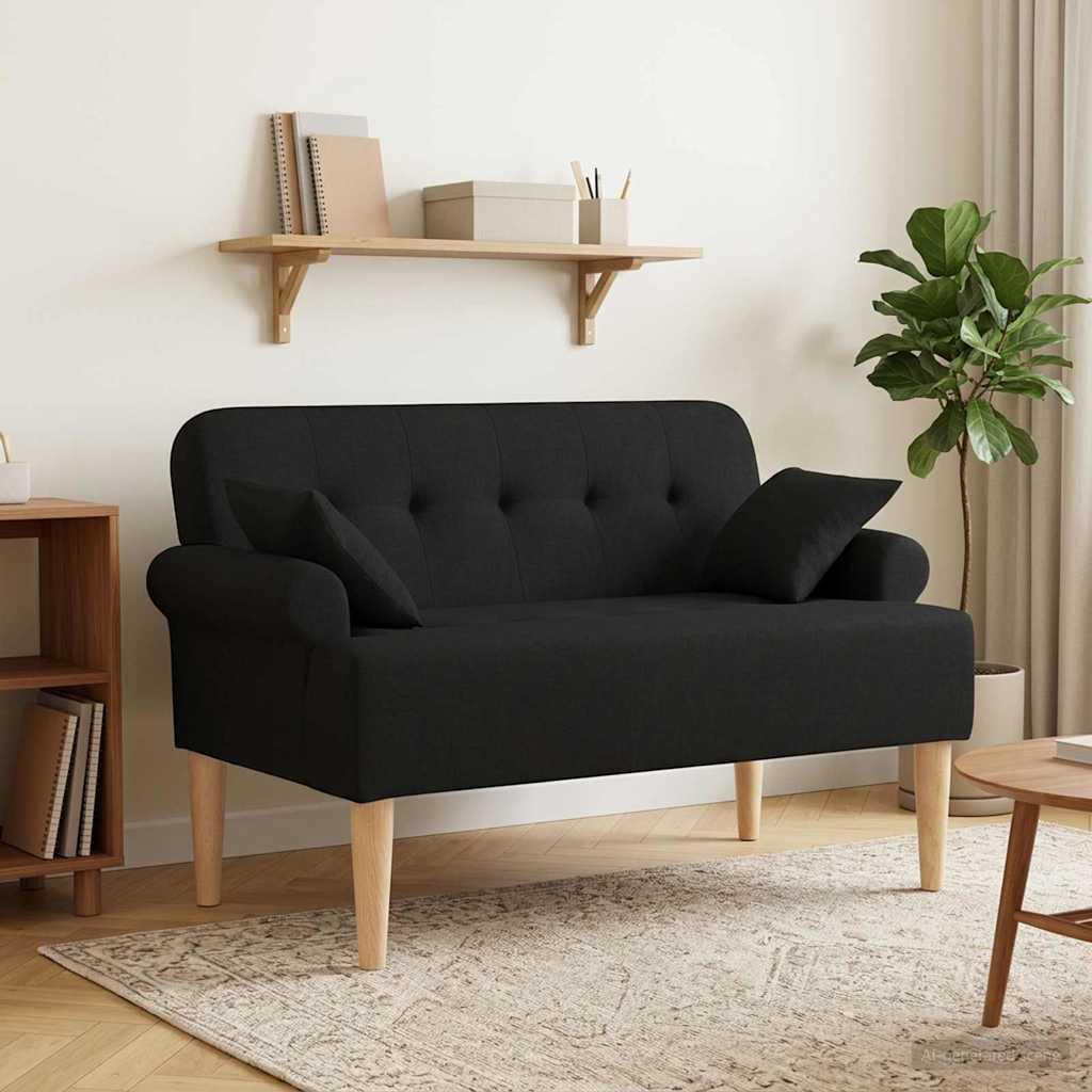 2-personers loveseat med knap tufting sort 120 x 65 x 79 cm stof