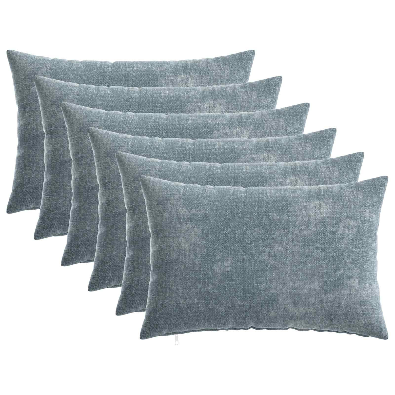 Pudebetræk 6 stk HEERLEN lyseblå 30 x 50 cm i chenille stof
