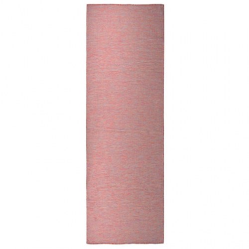 Fladvævet udendørstæppe 80 x 250 cm rød