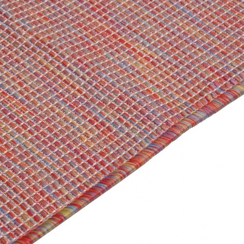 Fladvævet udendørstæppe 80 x 250 cm rød