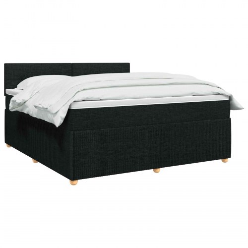 Boxmadras med topmadras og justerbar hovedgavl 160 x 200 cm sort stof