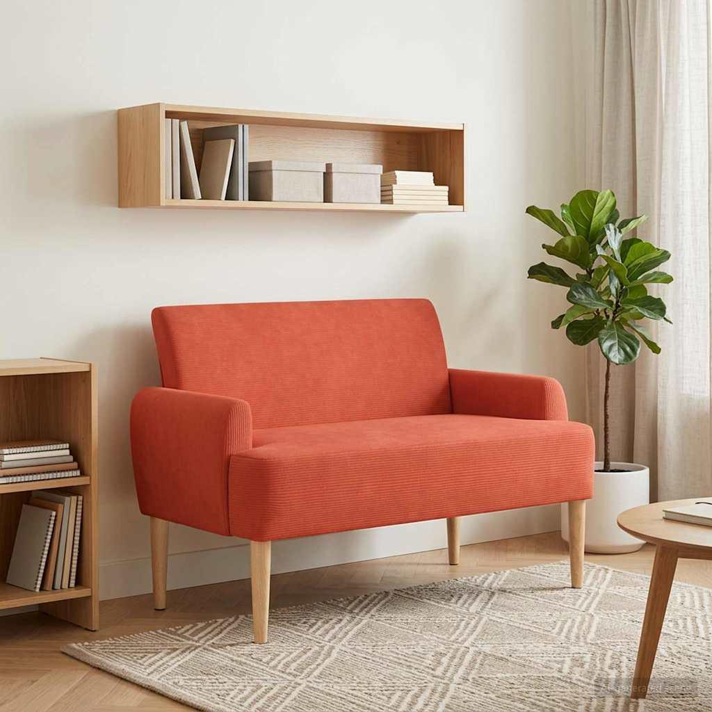 2-personers loveseat bænk med knappet tufting 116 x 67 x 81 cm - rød orange