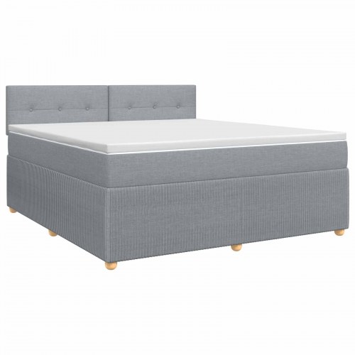 Boxmadras med topmadras og justerbar sengegavl 160 x 200 cm lysegrå