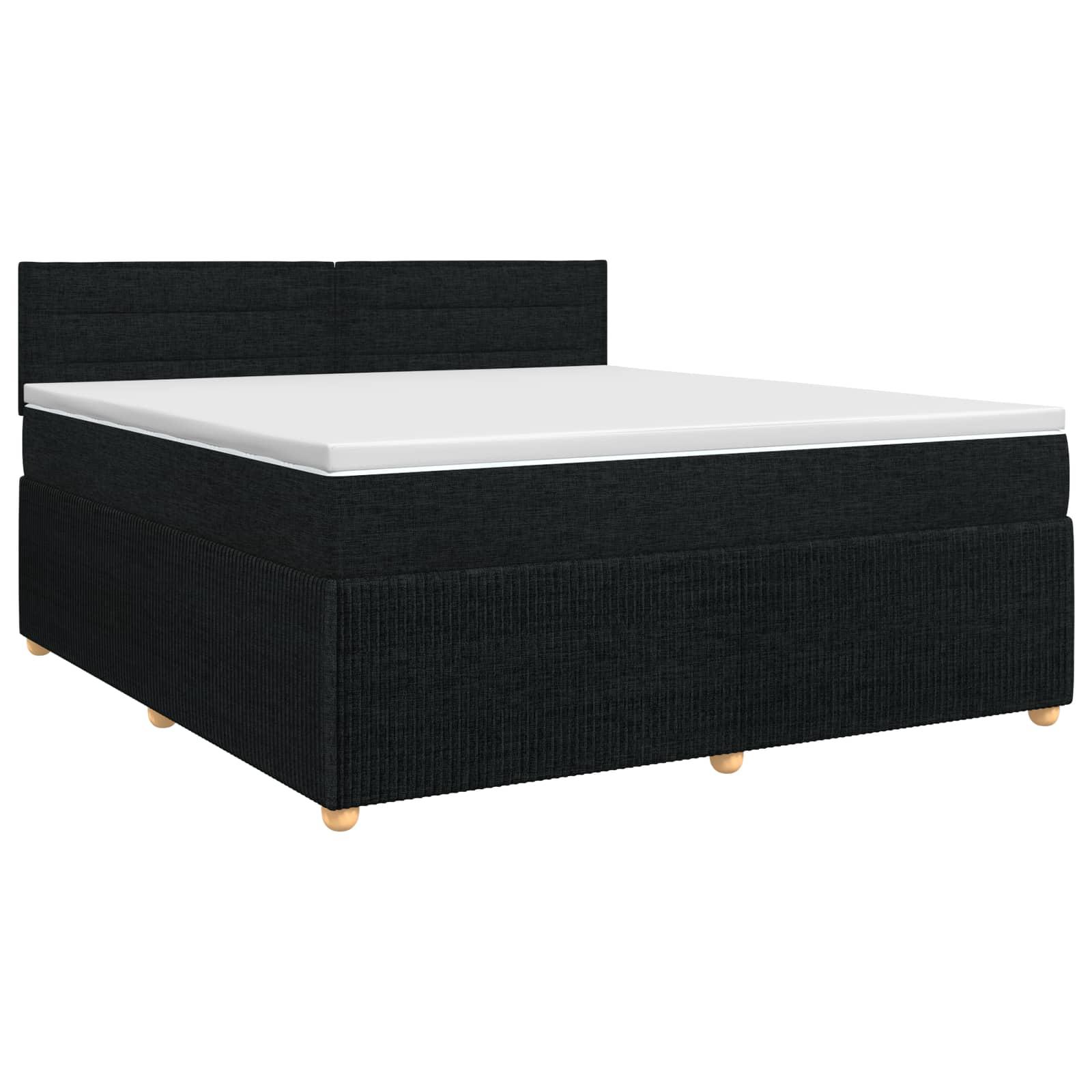 Boxspring seng med madras, topmadras og hovedgærde 160 x 200 cm sort stof