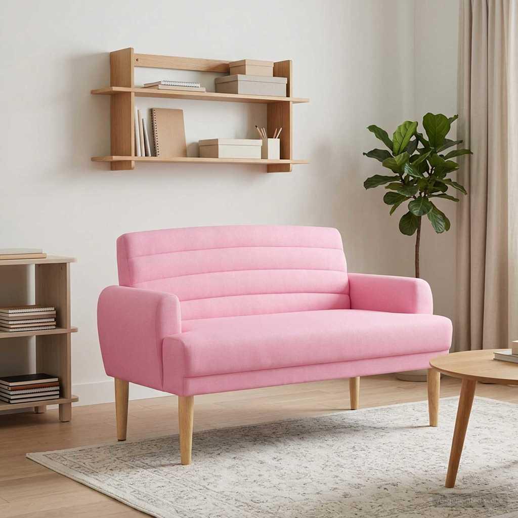 2-personers loveseat i lyserød velour med knap tufting 116 x 67 x 80 cm
