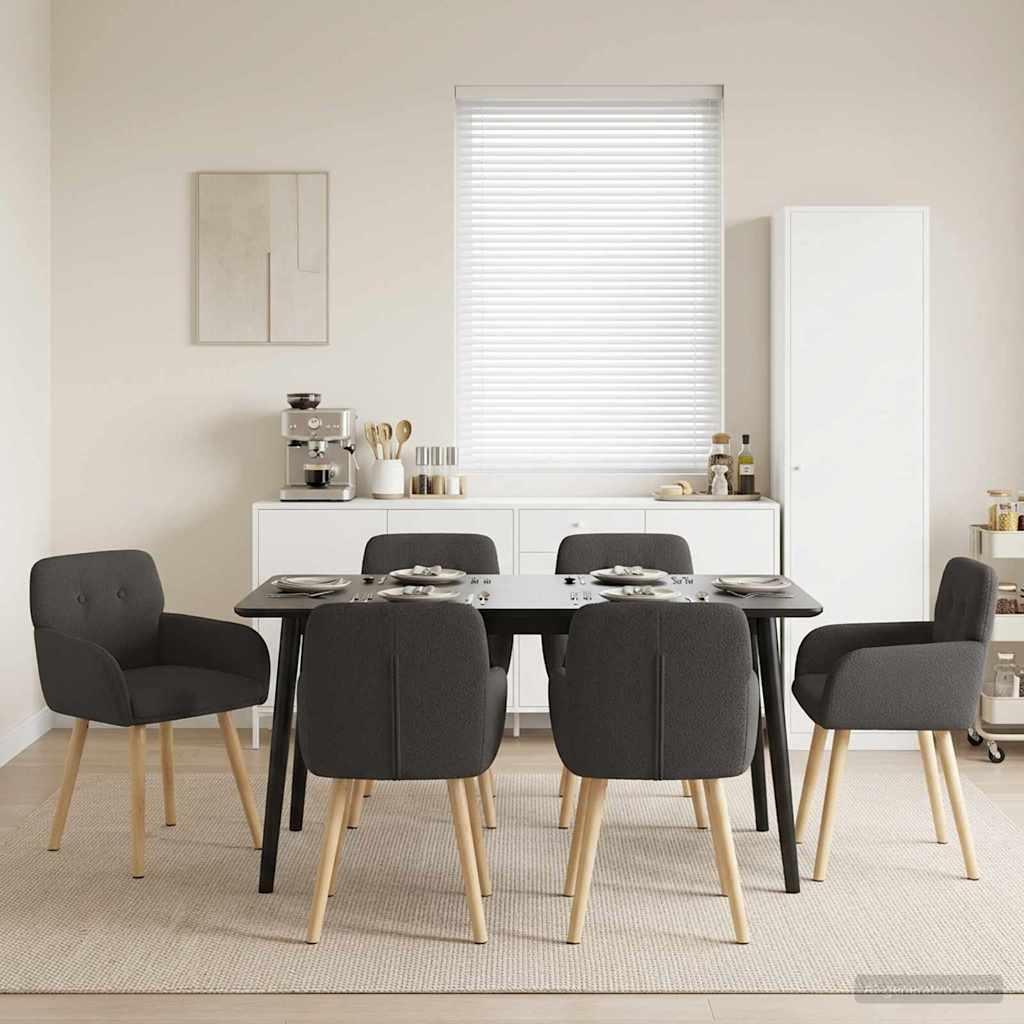 Spisestole 6 stk i bouclé med armlæn - mørkegrå 59 x 57 x 85 cm