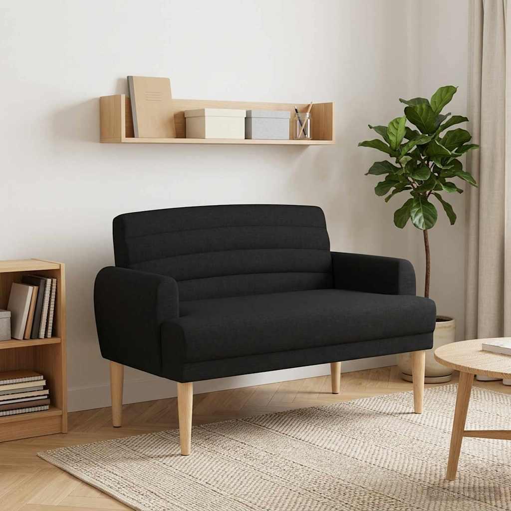 2-personers loveseat sofa i sort stof 116 x 67 x 80 cm