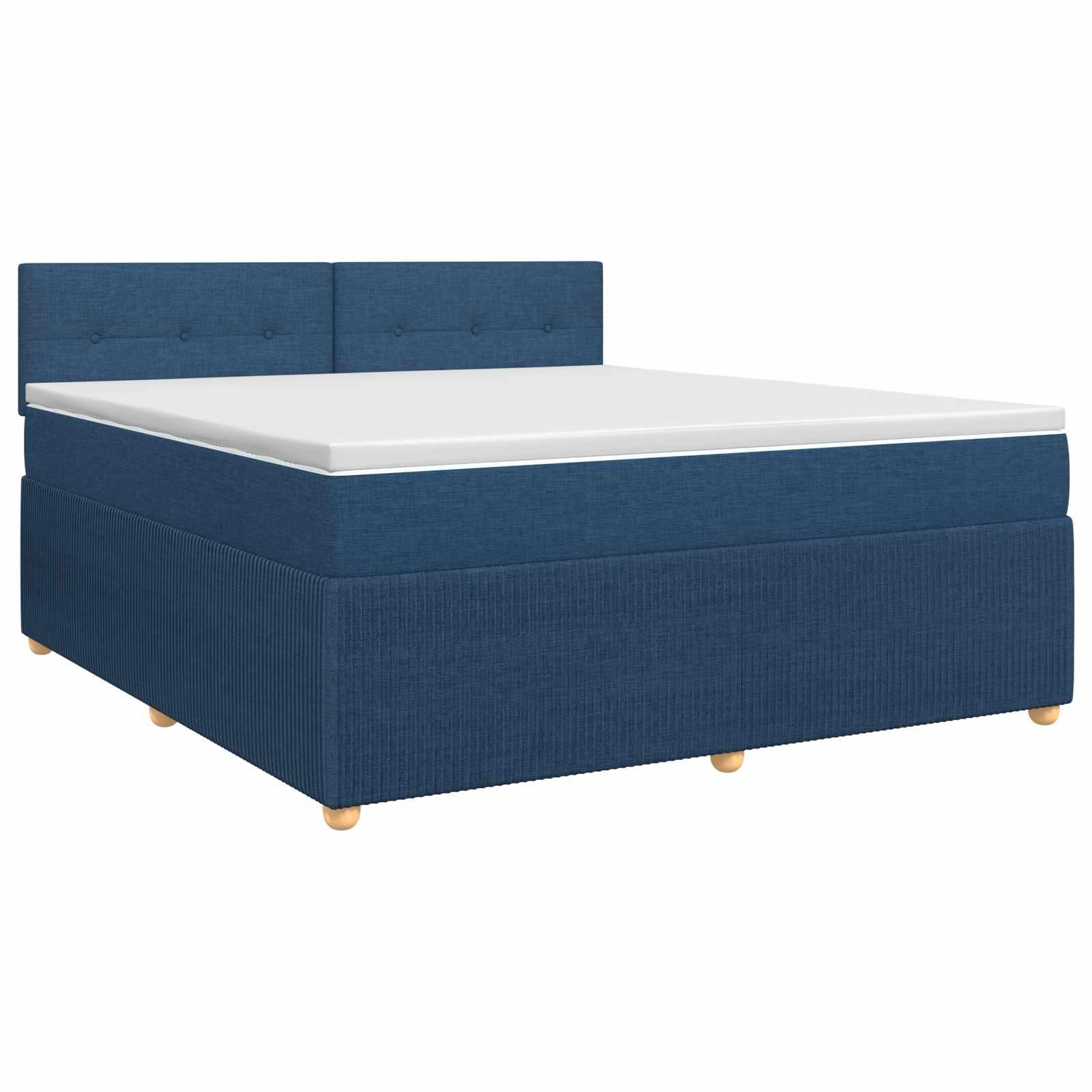 Boxspring seng med madras, topmadras og justerbar sengegavl 140 x 190 cm - blå
