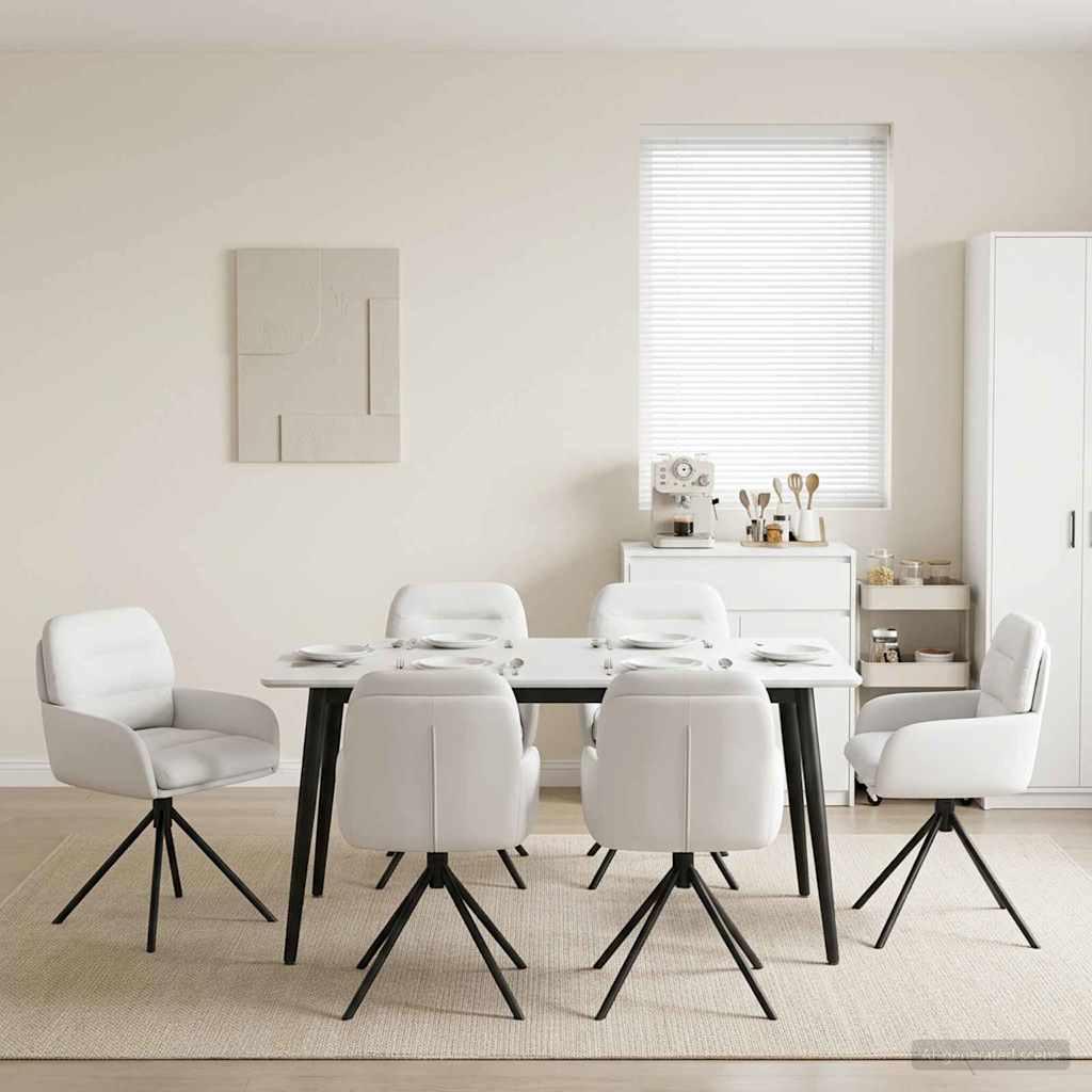 Svingende spisebordsstole 6 stk i kunstlæder hvid 59 x 59,5 x 90 cm