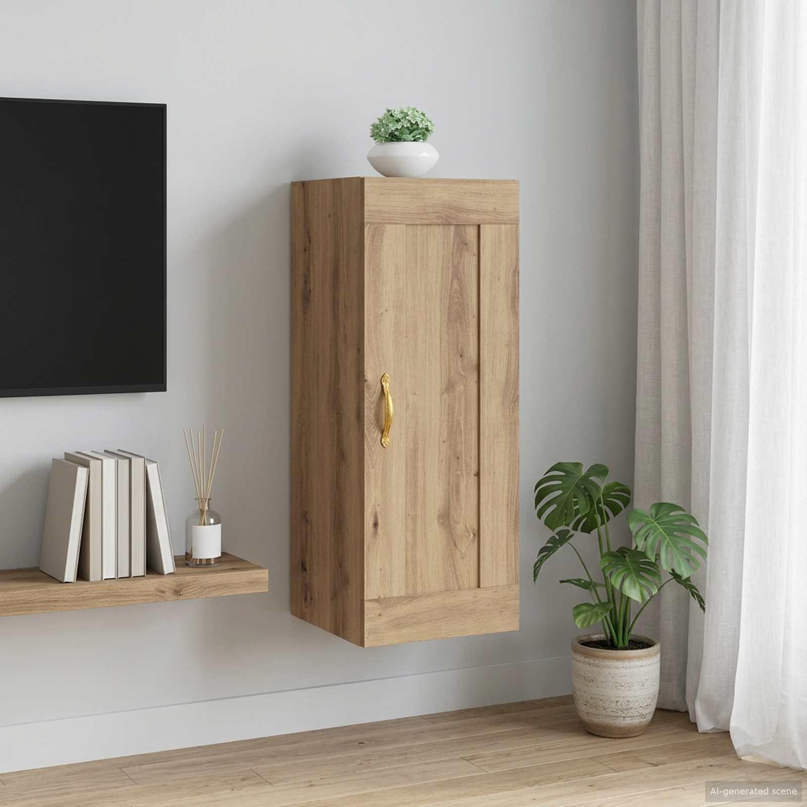 Vægskab i artisan-eg 34,5 x 34 x 90 cm med vendbar dør