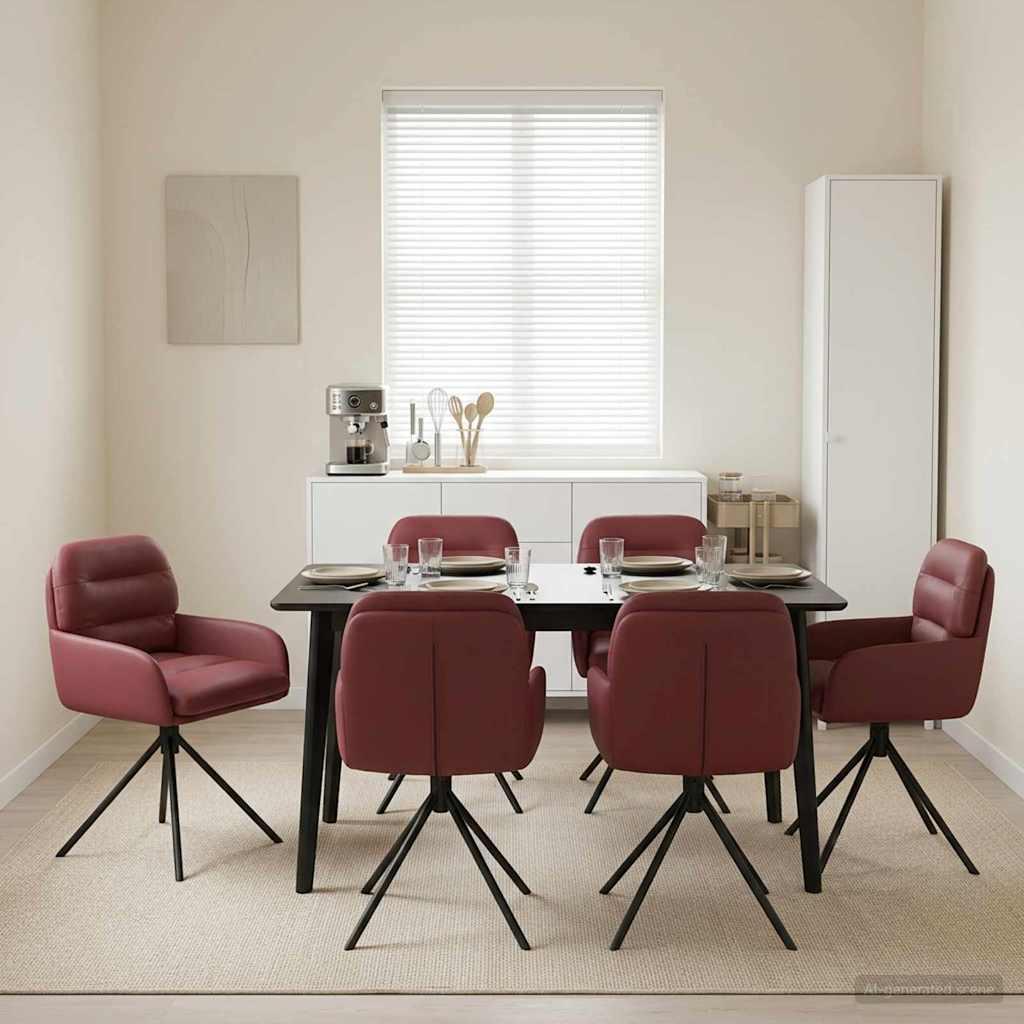 Svingende spisebordsstole 6 stk i kunstlæder vinrød 59 x 59,5 x 90 cm
