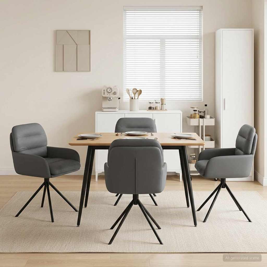 Svingende spisebordsstole 4 stk kunstlæder grå 59 x 59,5 x 90 cm