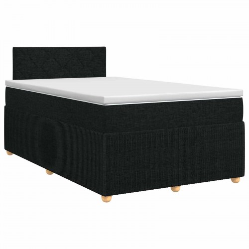 Boxspring seng med madras, topmadras og justerbar sengegavl 120 x 200 cm - sort stof