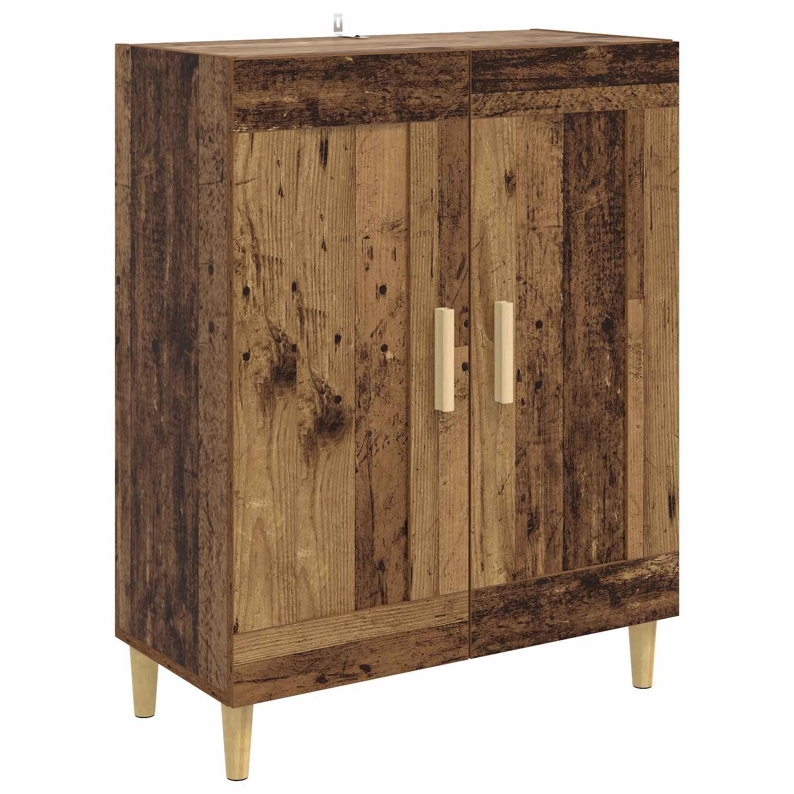 Sidebord i gammelt træ-look 69,5 x 34 x 90 cm med 2 låger