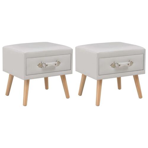 Sengeskabe 2 stk. 40 x 35 x 40 cm kunstlæder hvid