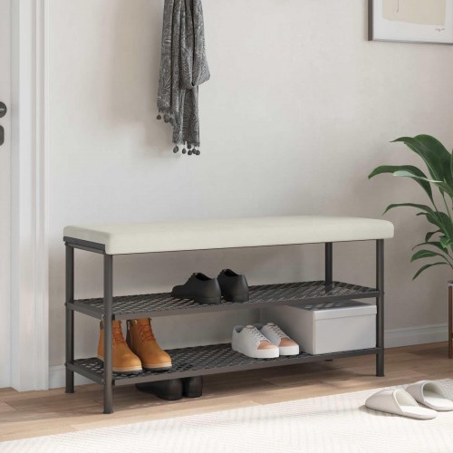 Bænkpude i velour cremefarvet 110 x 38 x 6,5 cm til bænk, dybde 35 cm