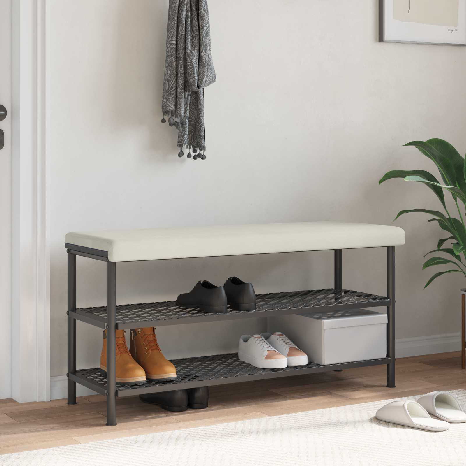 Bænkpude i velour cremefarvet 110 x 38 x 6,5 cm til bænk, dybde 35 cm