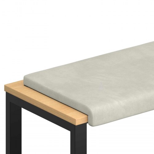 Bænkpude i velour cremefarvet 110 x 38 x 6,5 cm til bænk, dybde 35 cm