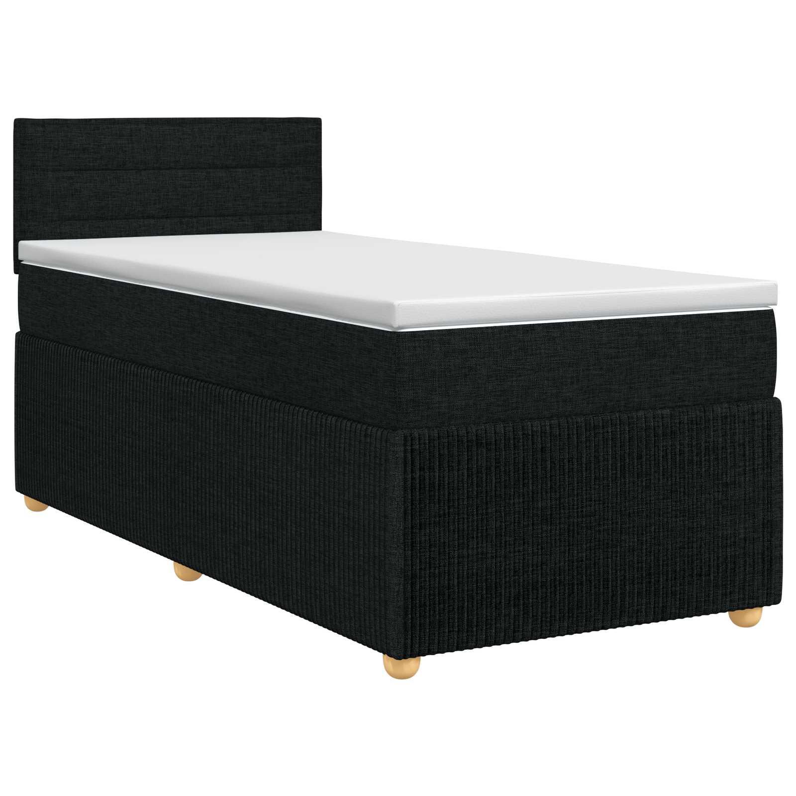 Kontinentalseng med topmadras og justerbar hovedgærde 90 x 200 cm - sort stof