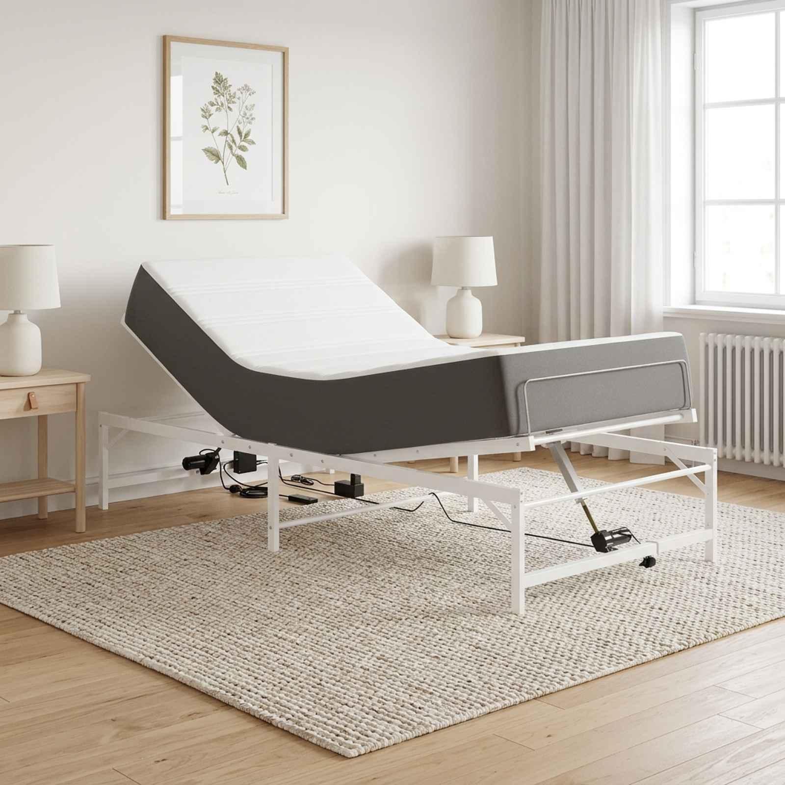 vidaXL Elektrisk Justerbar Sengetramme Hvid 100 x 200 cm Stål