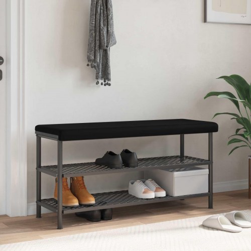 Bænkpude i velour sort 110 x 38 x 6,5 cm til bænk, dybde 35 cm