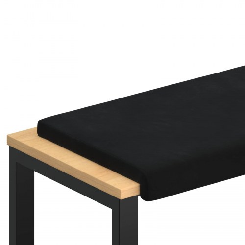 Bænkpude i velour sort 110 x 38 x 6,5 cm til bænk, dybde 35 cm